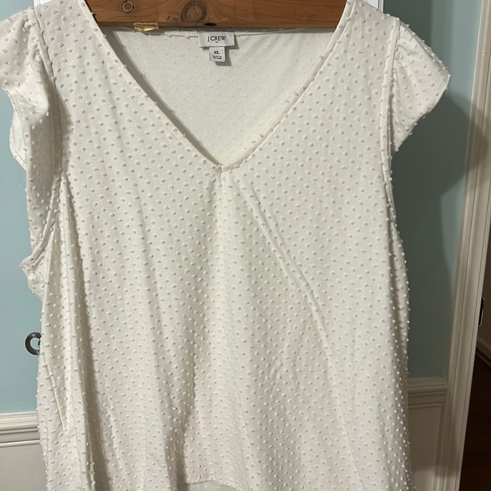 JCrew white texture dot XL women blouse